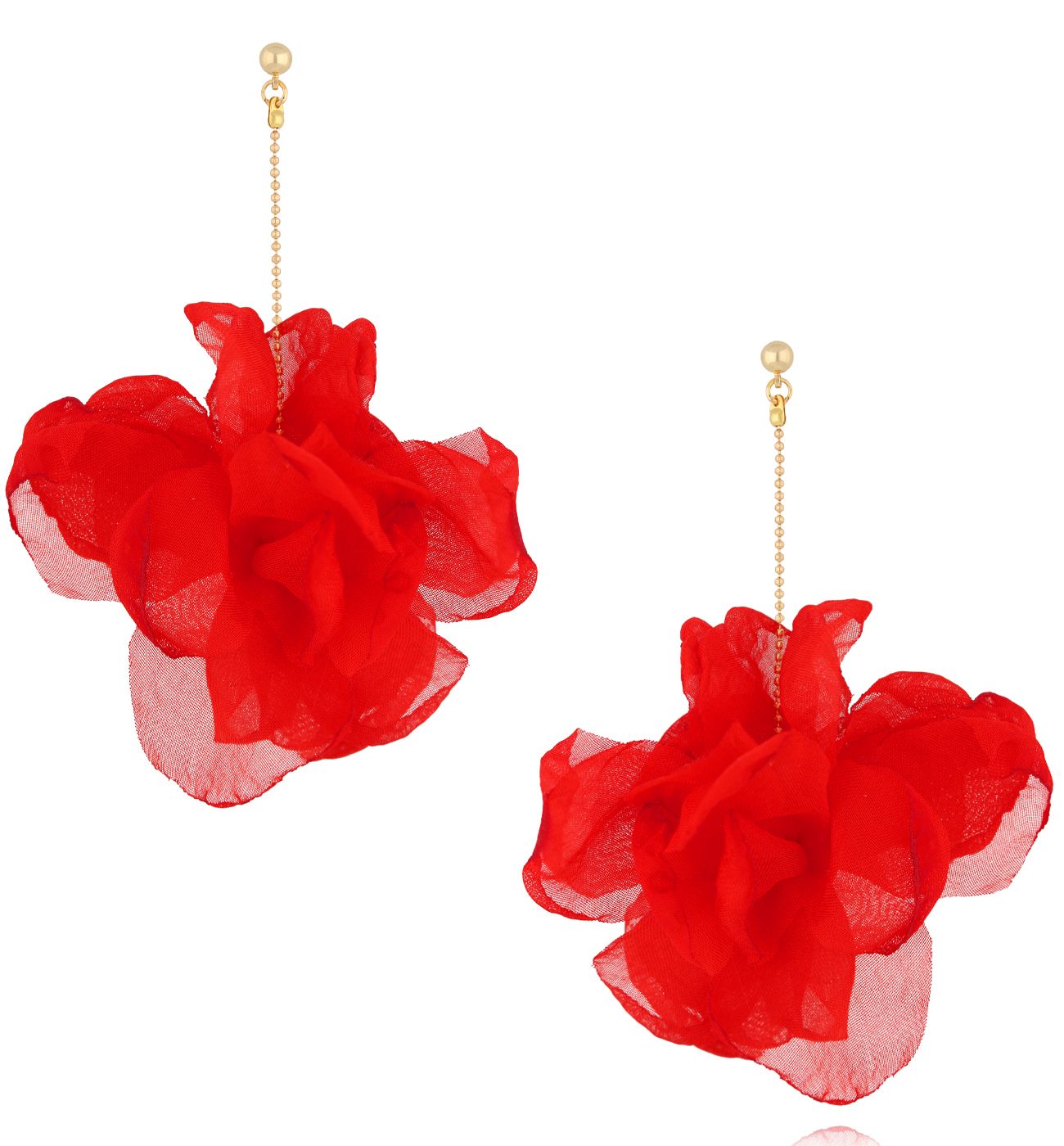 Kolczyki z czerwoną tkaniną KBL1899