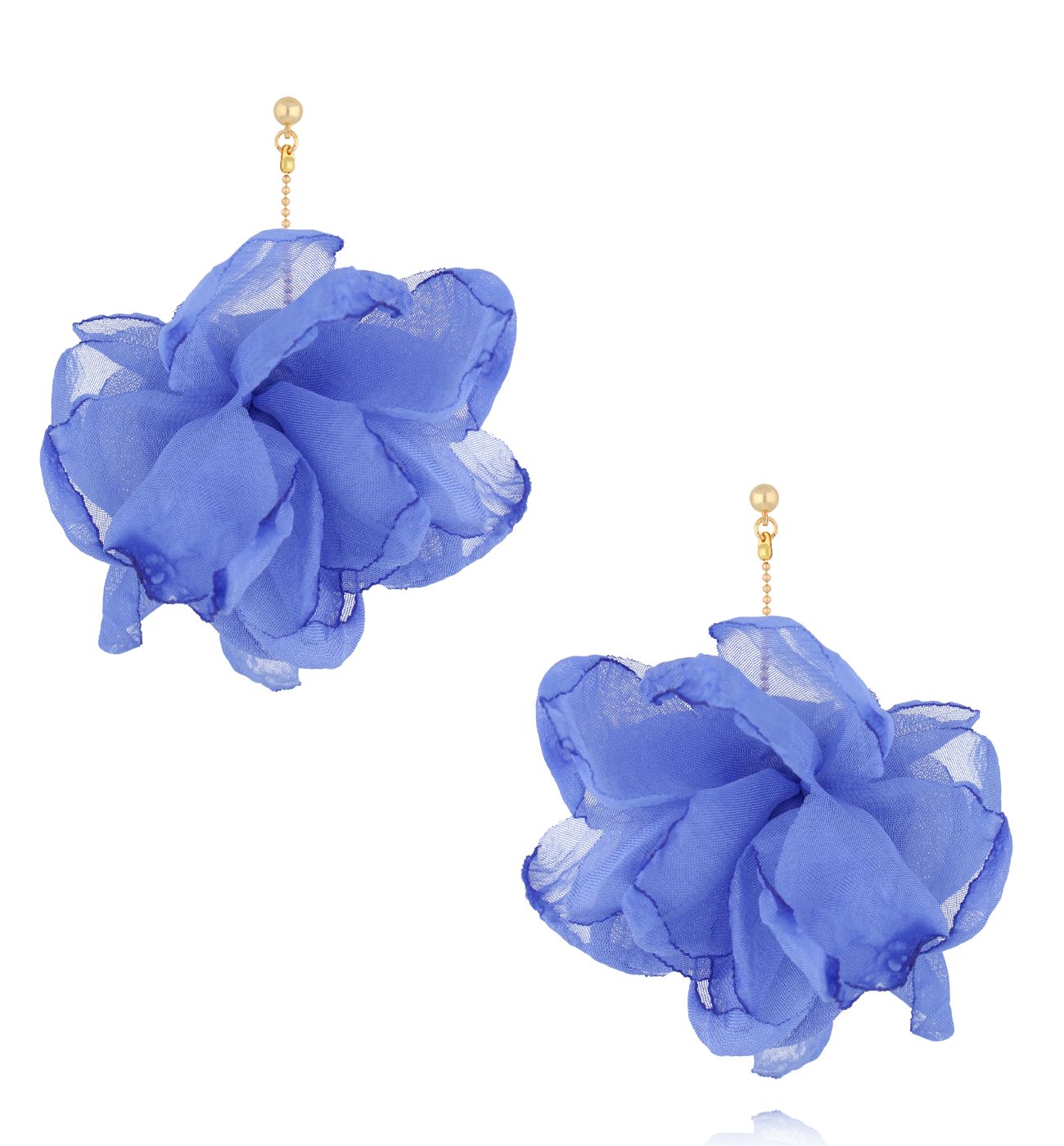 Kolczyki chabrowe z tkaniną - By Dziubeka