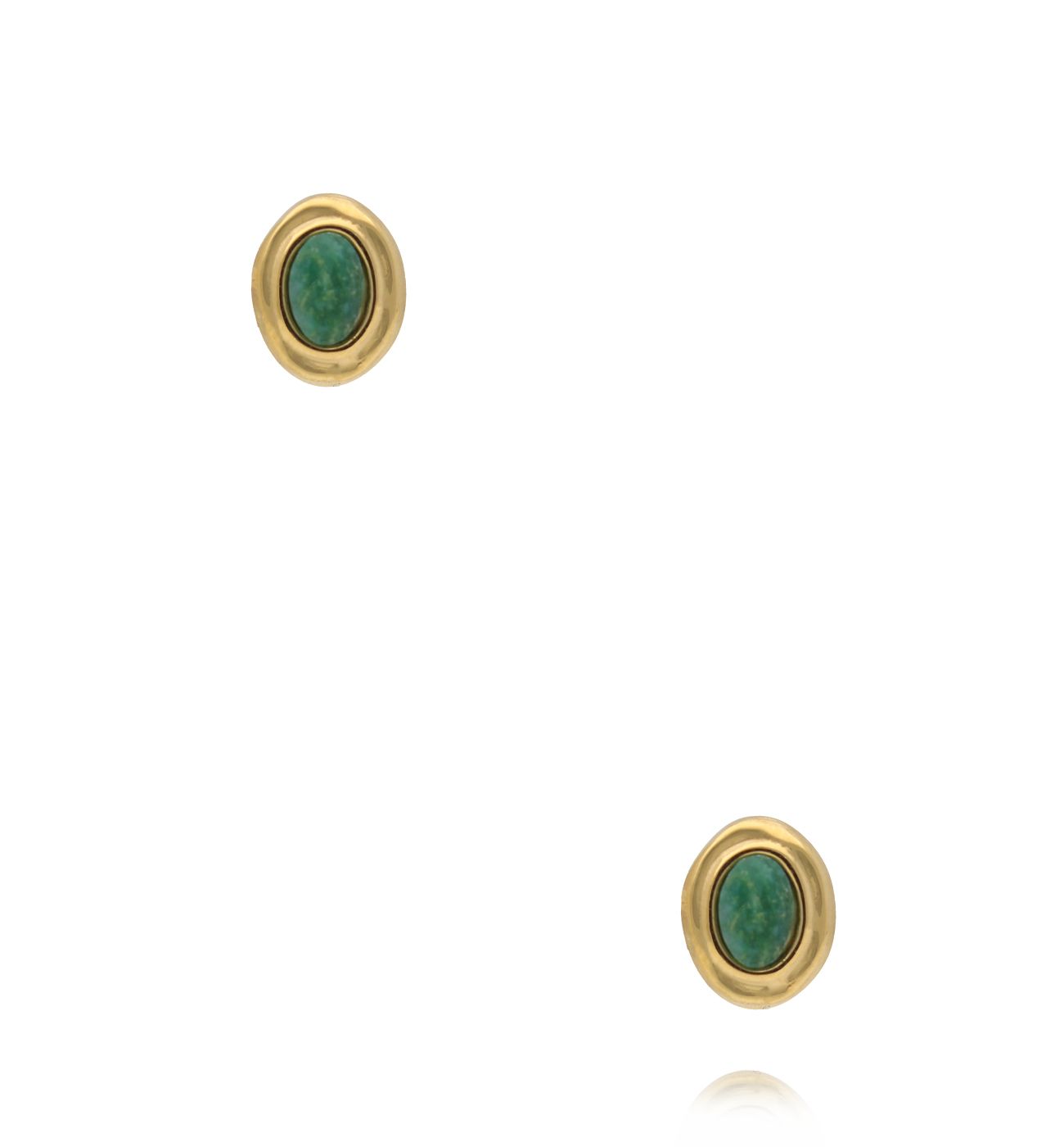 Kolczyki wkrętki złote z jadeitem afrykańskim KEA0011 - By Dziubeka