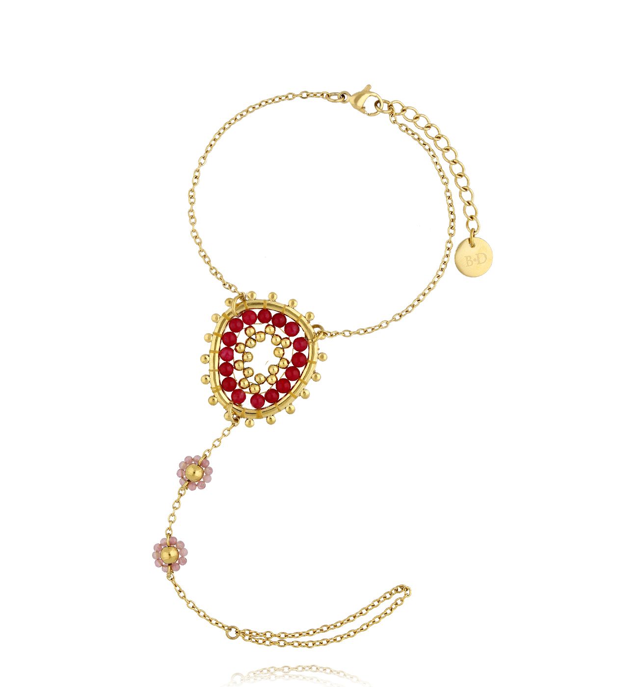 Bransoletka bordowa z pierścionkiem Beades BBI0050 - By Dziubeka
