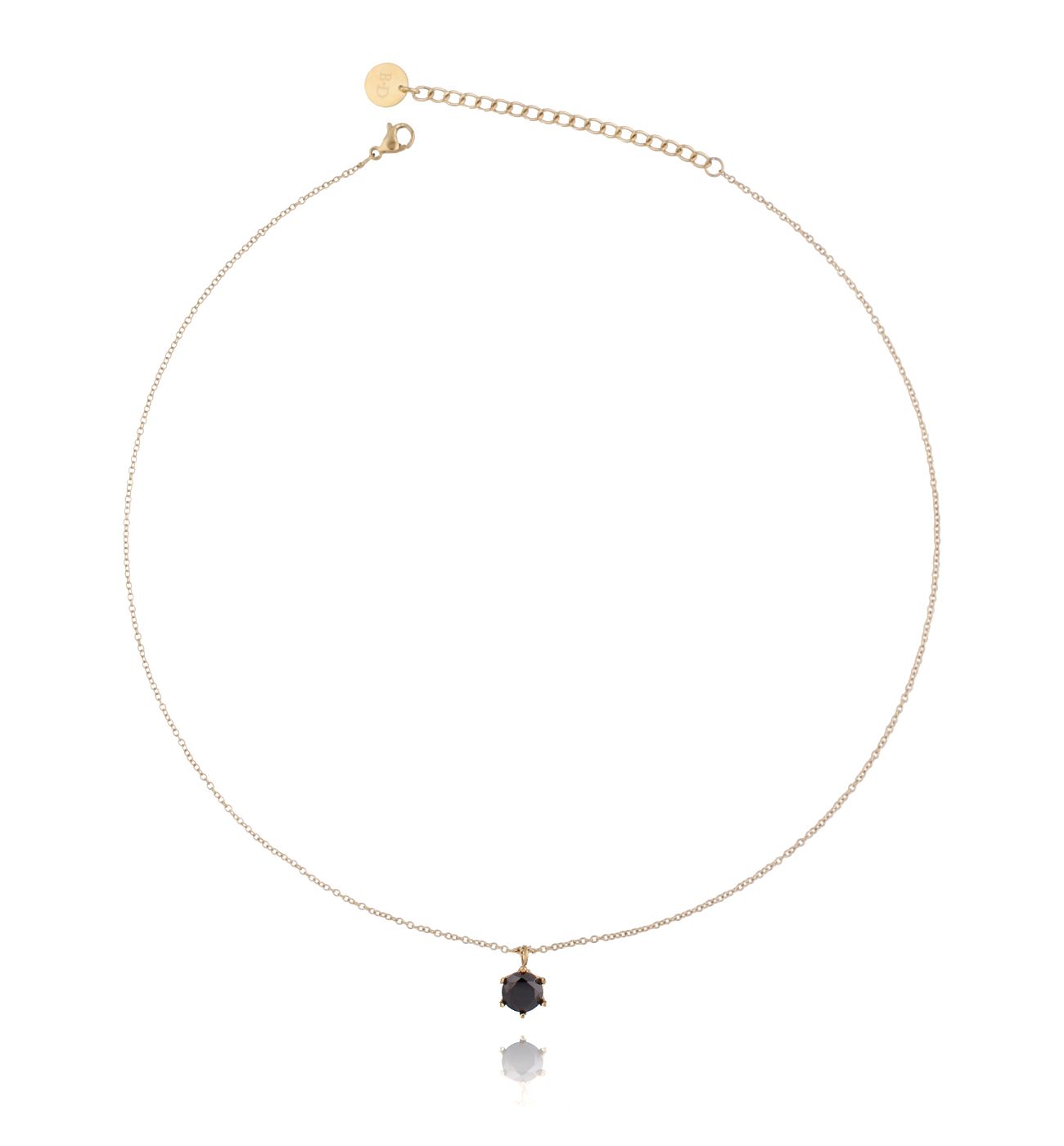 Naszyjnik złoty z kryształkiem ze stali szlachetnej - By Dziubeka