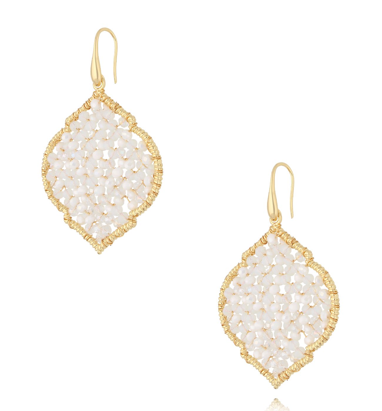 Kolczyki z białymi kryształkami KWE0195 - By Dziubeka