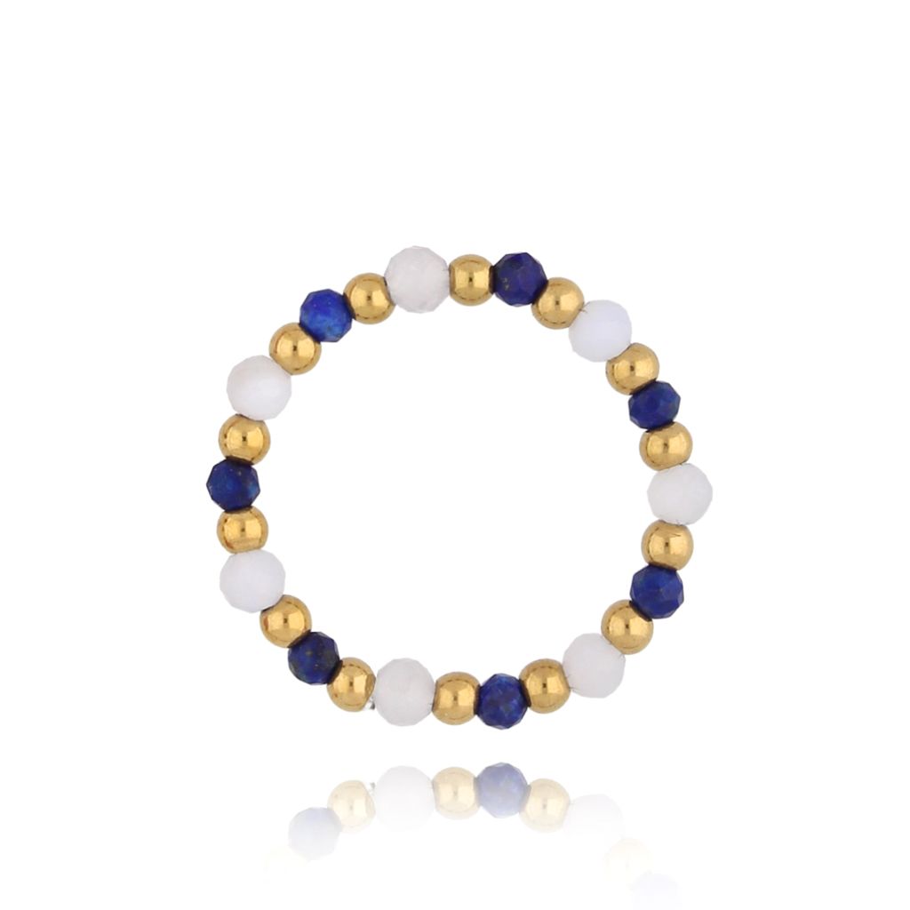 Pierścionek elastyczny z kamieniami naturalnymi Sea Foam PSC0471 - By Dziubeka