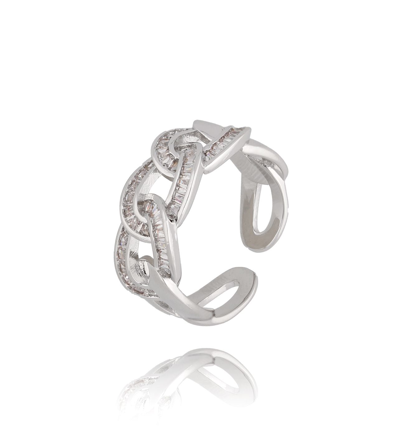 Pierścionek srebrny łańcuch z cyrkoniami Freyja PSS0045 - By Dziubeka