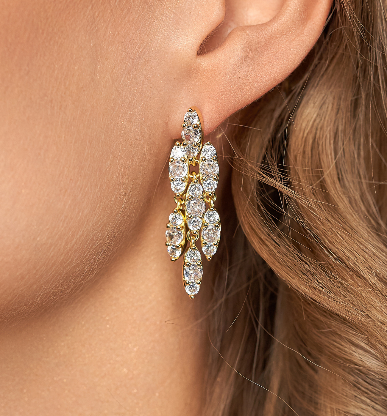 Kolczyki złote transparentne Ivanete - By Dziubeka