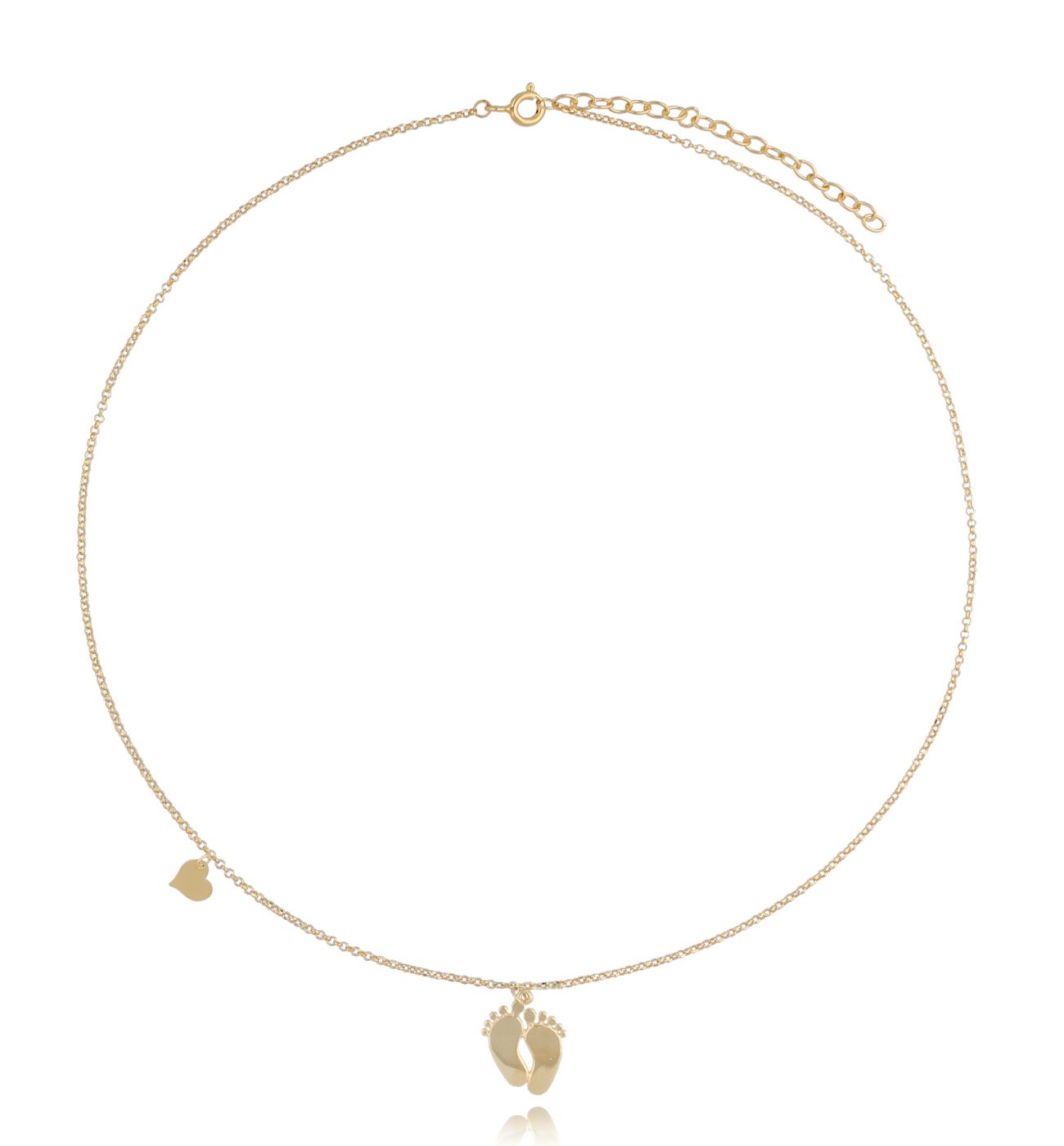Naszyjnik pozłacany ze stópkami i sercem Good Moment NSE0102