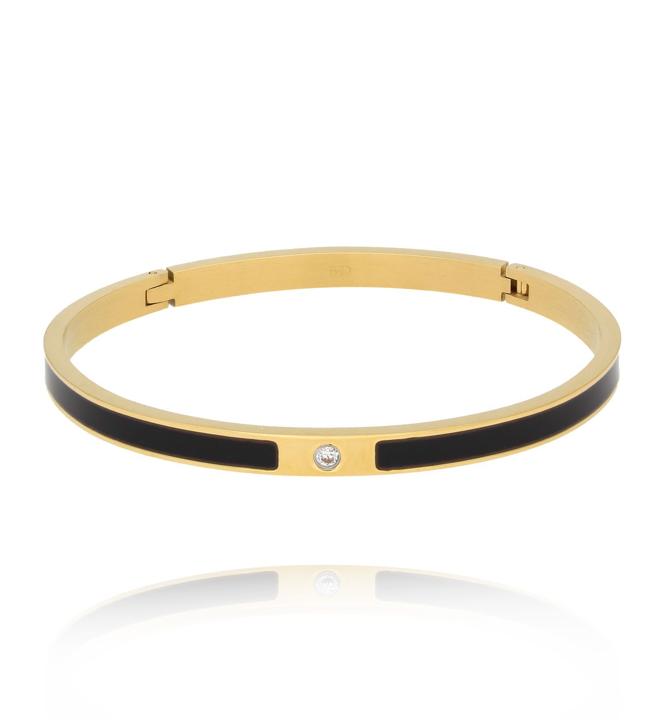 Bransoletka obręcz z czarną emalią złota BSA0792