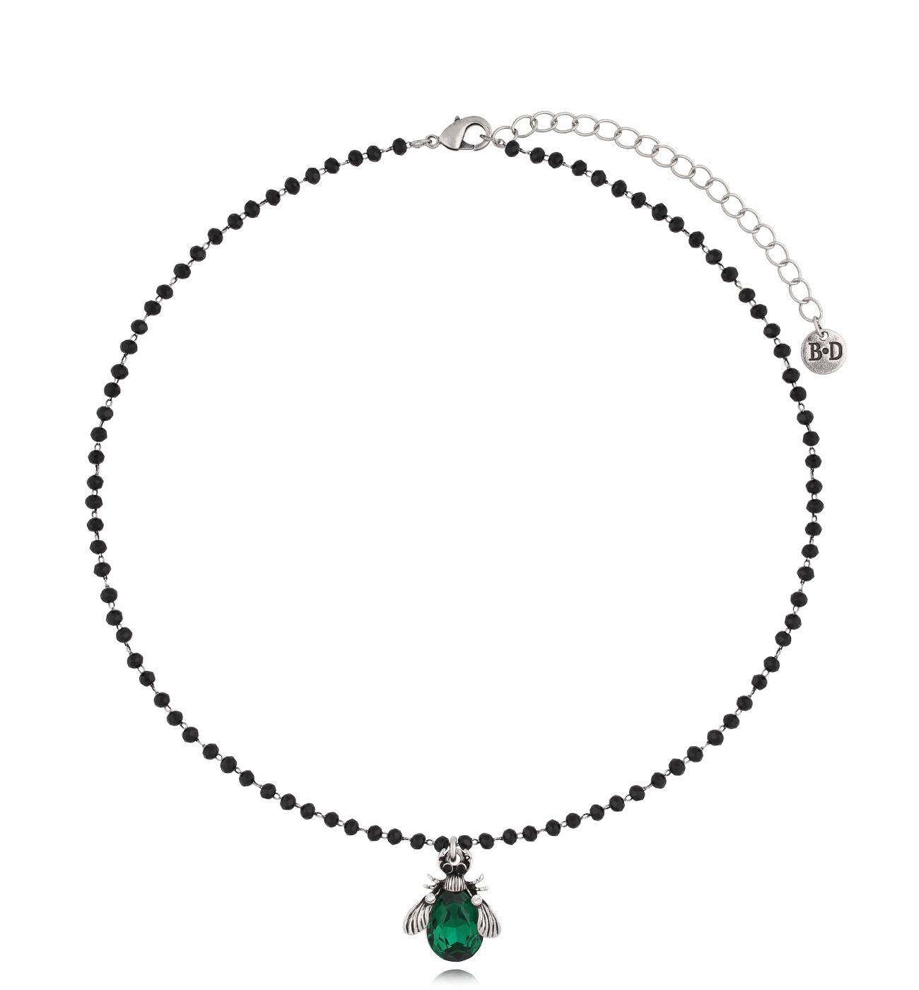 Naszyjnik srebrny z zielonym żukiem Midnight NMI0210