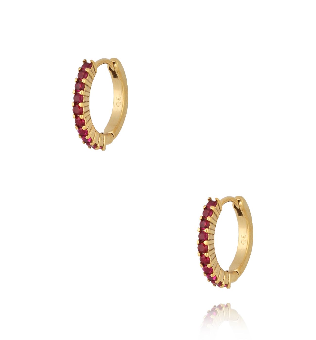 Kolczyki koła złote z fuksjowymi cyrkoniami Brasília II - By Dziubeka