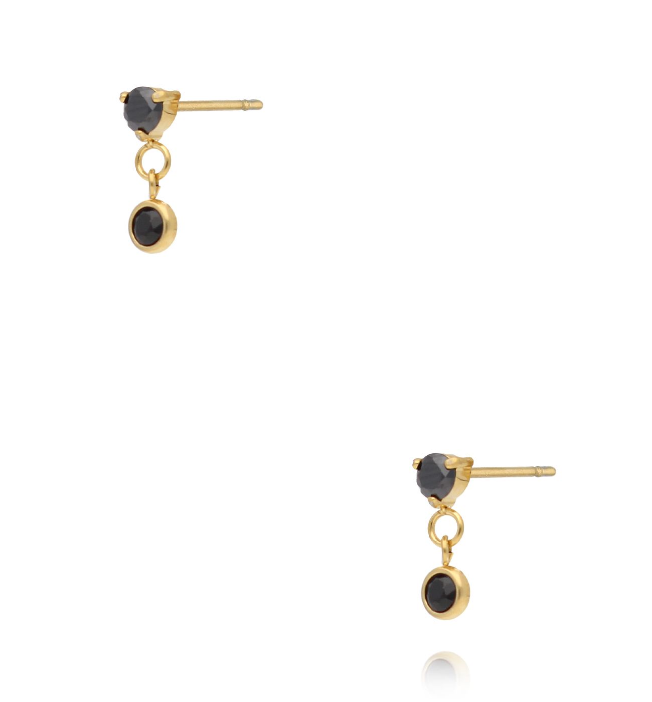 Kolczyki sztyfty z podwójną czarną cyrkonią KSA2489