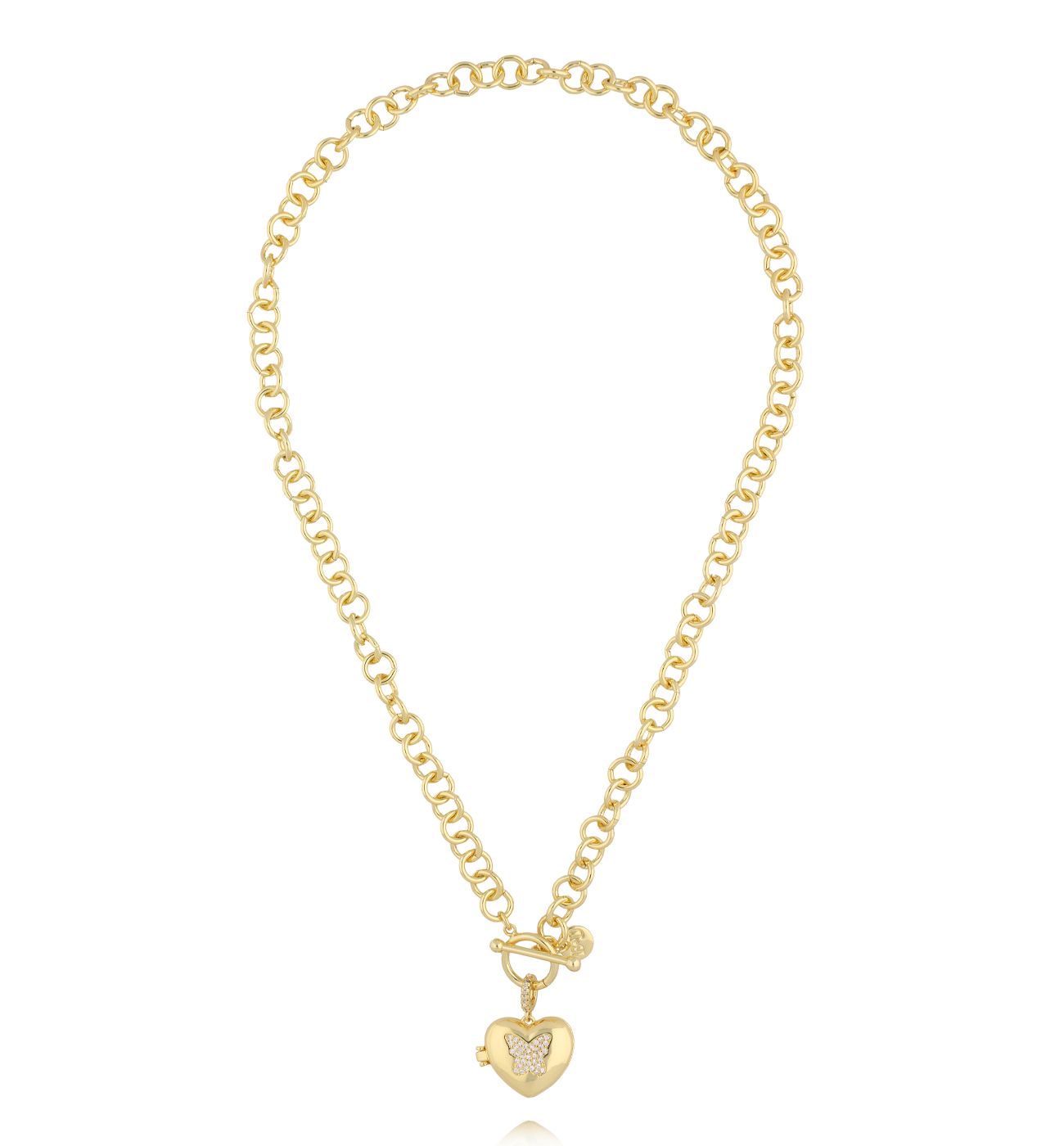 Naszyjnik z grubym łańcuchem i zawieszką serce NRG0538