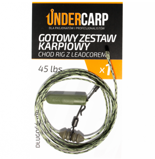 UnderCarp zestaw karpiowy Chod Rig leadcore 45 lbs / 100 cm zielony