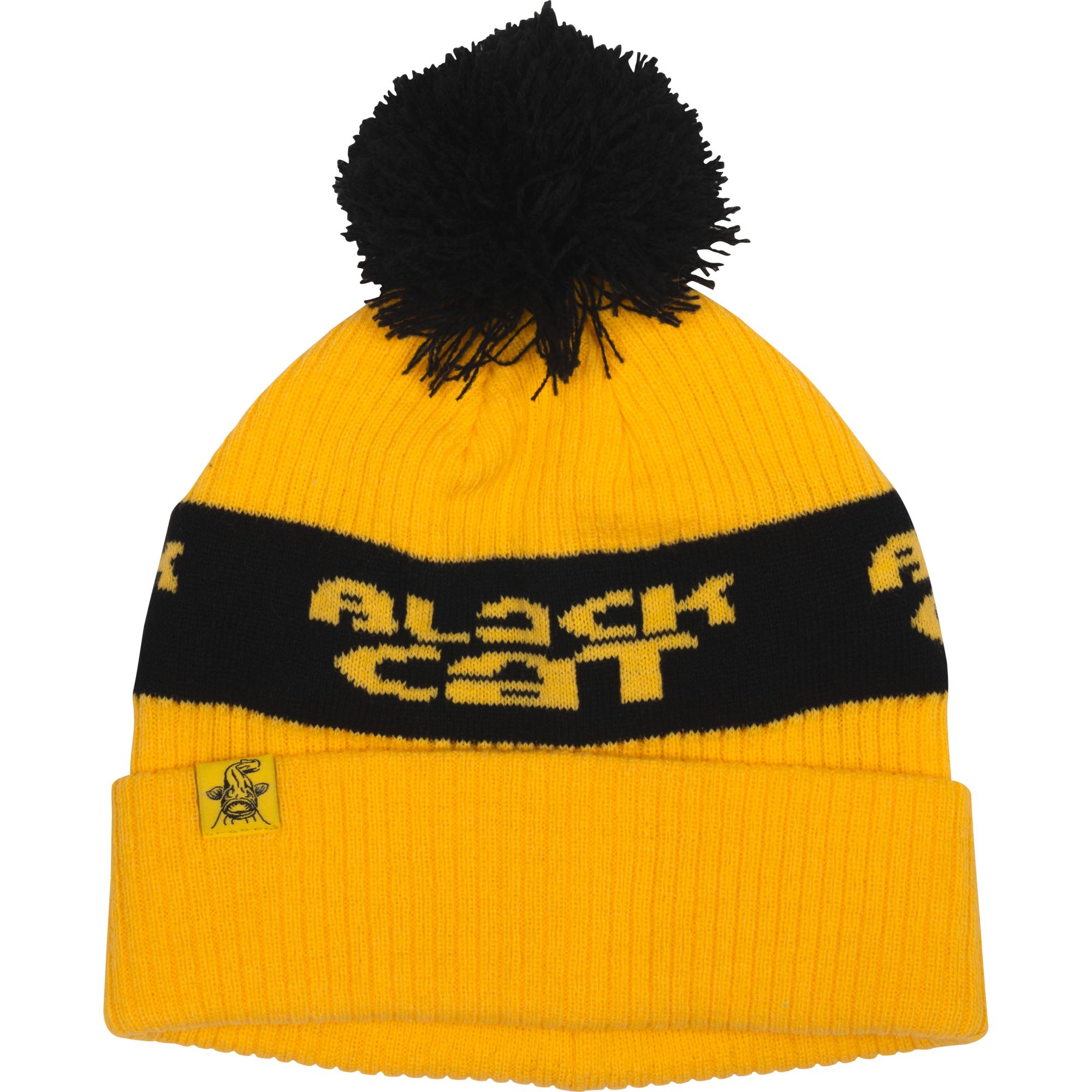 Black Cat Czapka Yellow Bobble Hat