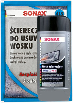 SONAX NANOPRO WOSK KOLORYZUJĄCY SREBRNY 500ML + ŚCIERECZKI - Petrostar