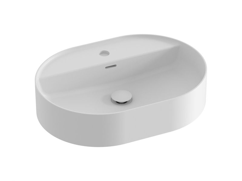Owalna umywalka ceramiczna nablatowa Ravak Ceramic O Slim 550 z półką biały mat 1szt