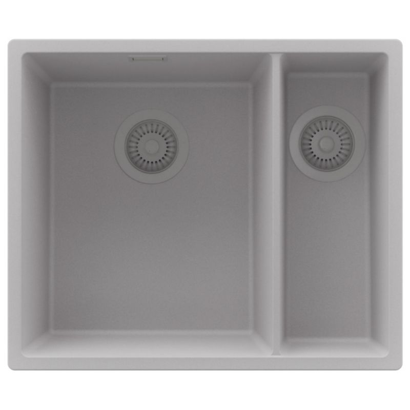 Zlewozmywak Londyn Slim Duo PRIMAGRAN Nablatowy 56x47cm do szafki od 60cm, Szary + Syfon, S009, 1 szt.