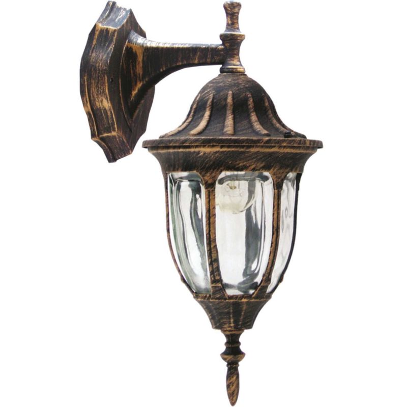 Kinkiet ścienny zewnętrzny Polux Florencja złoty patyna 1 x E27 x 20W IP43 wym: 36,5 x 16,5 x 20 cm - 1 szt.