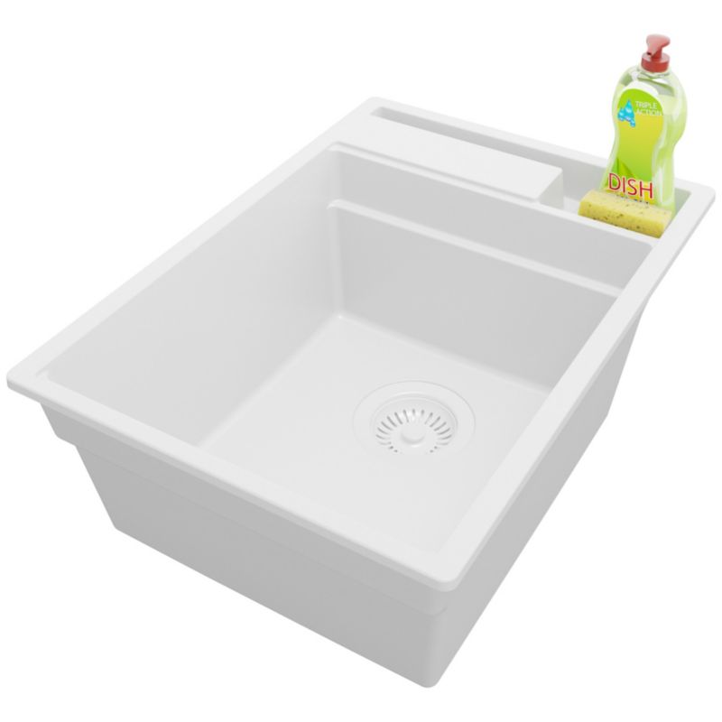 Zlewozmywak Oslo Pocket PRIMAGRAN Nablatowy 38x53cm do szafki od 40cm z Syfonem Cały Biały 1 szt.