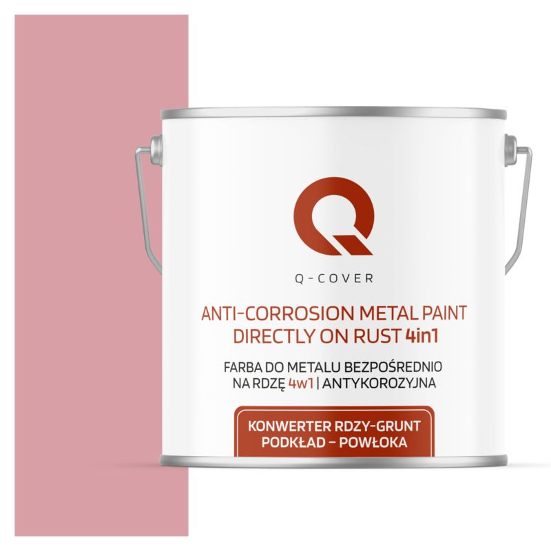 Farba do Metalu Prosto na Rdzę 4w1 Q-Cover Różowy jasny RAL3015 Mat 5L