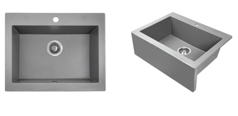 Zlew Zlewozmywak Granitowy Szary KOMODO,Laveo, 49x58cm z syfonem, 1 szt.