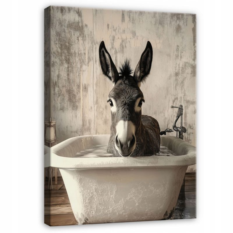 Obraz Na Płótnie Canvas WALLARENA 100x70 cm Dekoracja Ścienna Do Łazienki WC Abstrakcja Osioł 1 szt.