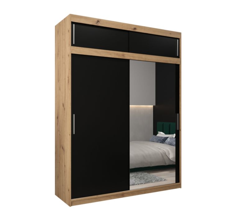 Szafa przesuwna Garderoba Abiks Tokyo 2 180 artisan + czarny z nadstawką 1 szt.