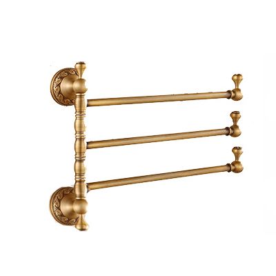 Wieszak na ręczniki Lauferi NEMAUS mosiężny trójramienny szczotkowany mosiądz retro 1 szt.