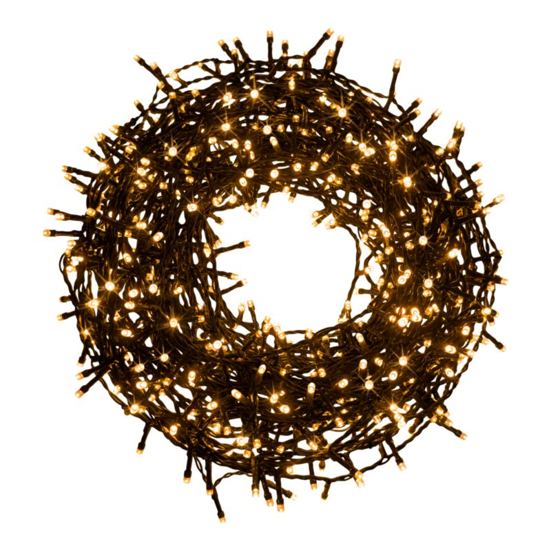 Lampki 720 LED łańcuch ciepły biały zielony kabel