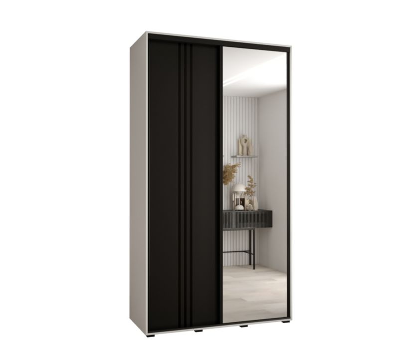 Szafa przesuwna Abiks DAVOS 7 wysoka szer.130cm gł.45cm biały/czarny/czarny 1szt.