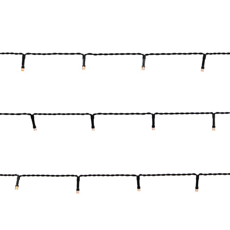 Lampki 50 LED na baterie barwa ciepła biała zielony kabel