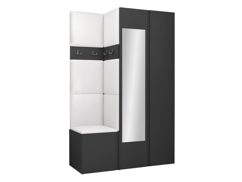 Garderoba MIRJAN 24 Orion XXVI grafit + biała ekoskóra 1 kpl.