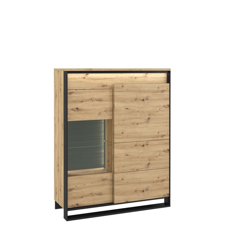 Witryna dwudrzwiowa Bettso Quant niska z oświetleniem LED dąb artisan 1szt.