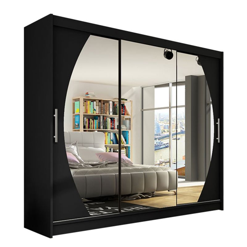 Szafa MIRJAN 24 z drzwiami przesuwnymi Aston V czarny/lustro 1 szt.