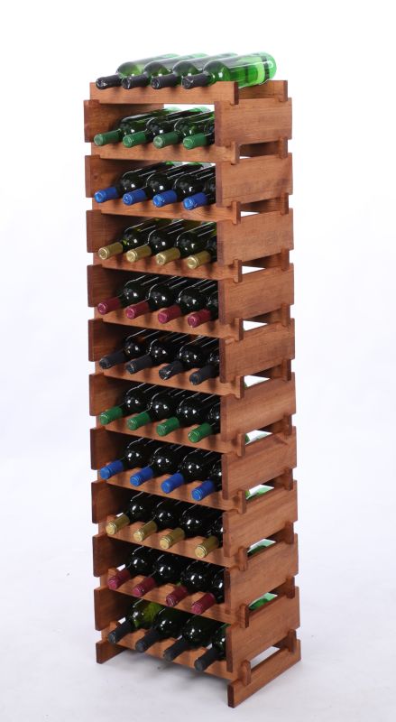 Stojak na wino MODO24 regał modułowy na butelki 11 leżni x 4 butelki montaż bez narzędzi impregnacja brązowa 1 szt.