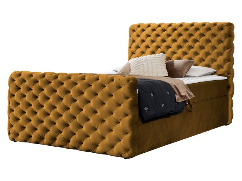 Łóżko kontynentalne MIRJAN 24 Chesterfield Lux 140x200 żółty 1 szt.