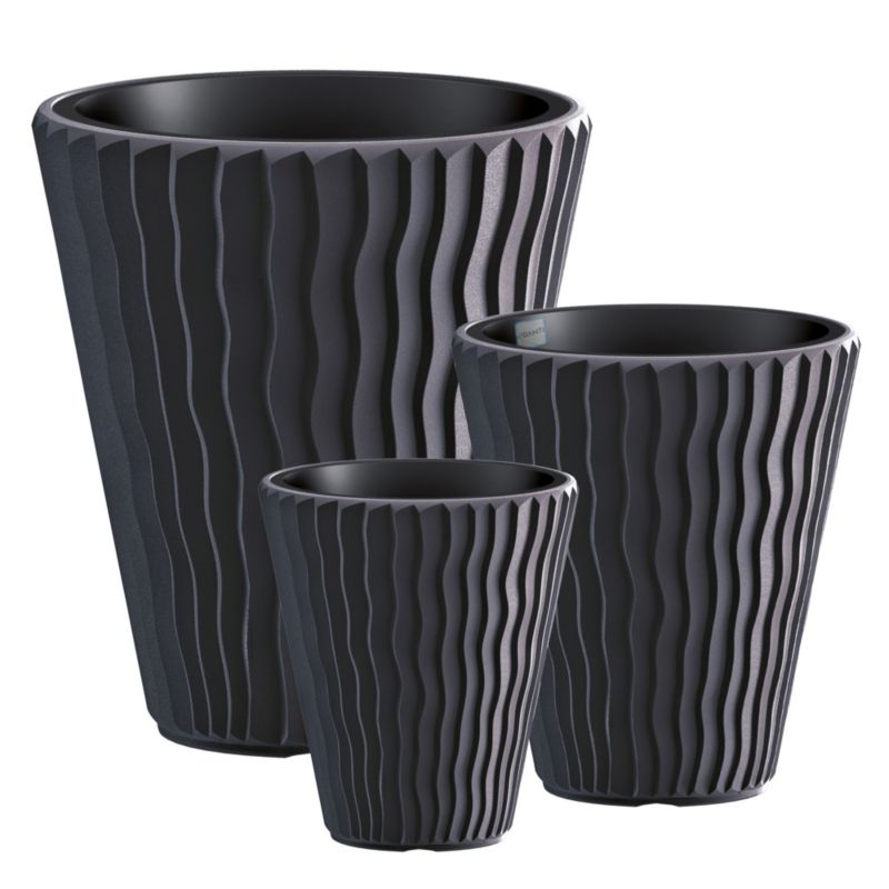 Doniczka Ogrodowa EDANTI 29,7/34,9/39 cm Na Taras Antracytowa 3 szt.