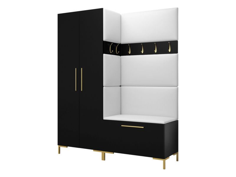 Garderoba MIRJAN 24 Zilion I czarny + biała ekoskóra 1 kpl.