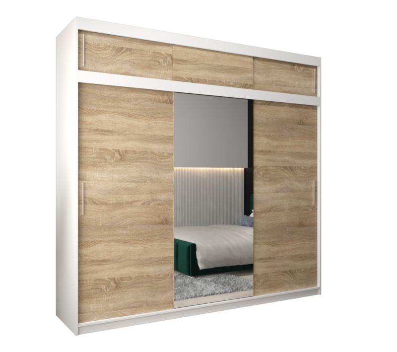 Szafa przesuwna Garderoba Abiks Tokyo 1 250 biały + sonoma z nadstawką 1 szt.