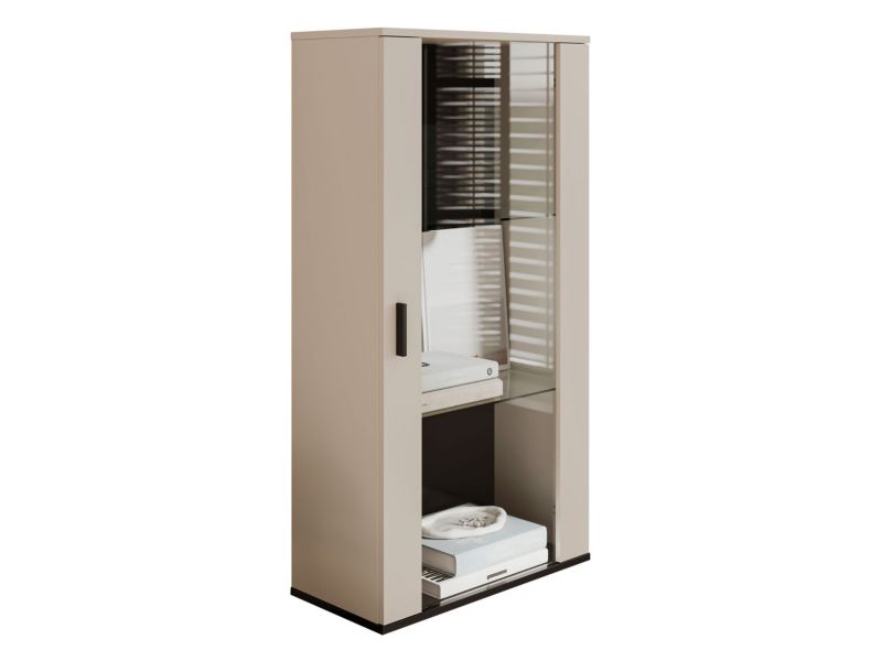 Witryna wisząca MIRJAN 24 Soho S02 z niebieskim oświetleniem LED kaszmir + czarny 1 szt.