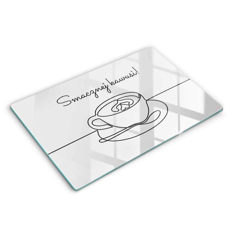 Szklana deska do krojenia Wallfluent 80x52 cm Kawa, Napis: Smacznej Kawusi 1 szt.