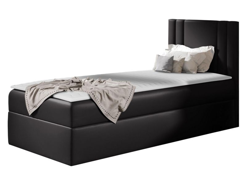 Łóżko kontynentalne MIRJAN 24 Carmen Mini 90x200, Strona: Prawa czarna ekoskóra 1 szt.