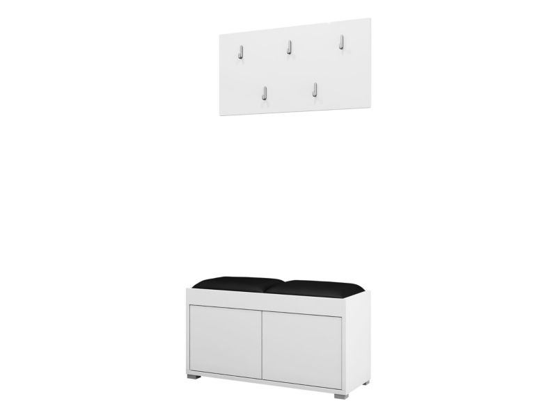 Garderoba MIRJAN 24 z siedziskiem Gesita VII biały czarna ekoskóra 1 szt.