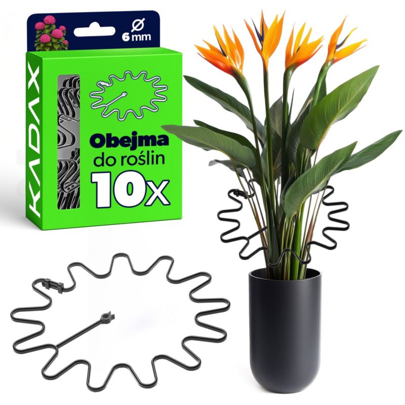 Obejma do roślin KADAX czarna fi6 komplet 10szt