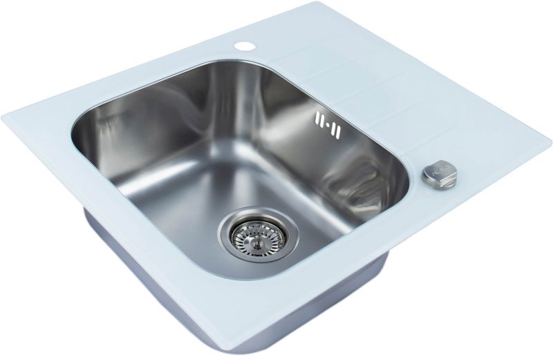 Zlewozmywak szklany Genesis Vitro 10 1-komorowy biały