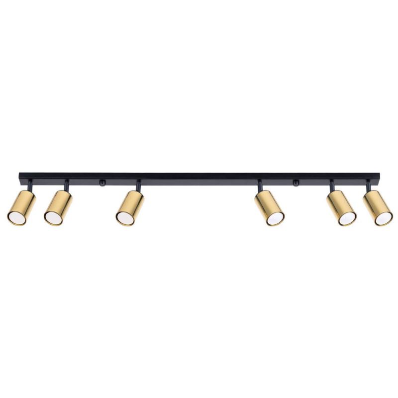 Spot Sollux Lighting Winx czarno-złoty 6 x GU10 x IP20 wym: 18,5 x 6 x 118 cm - 1 szt.