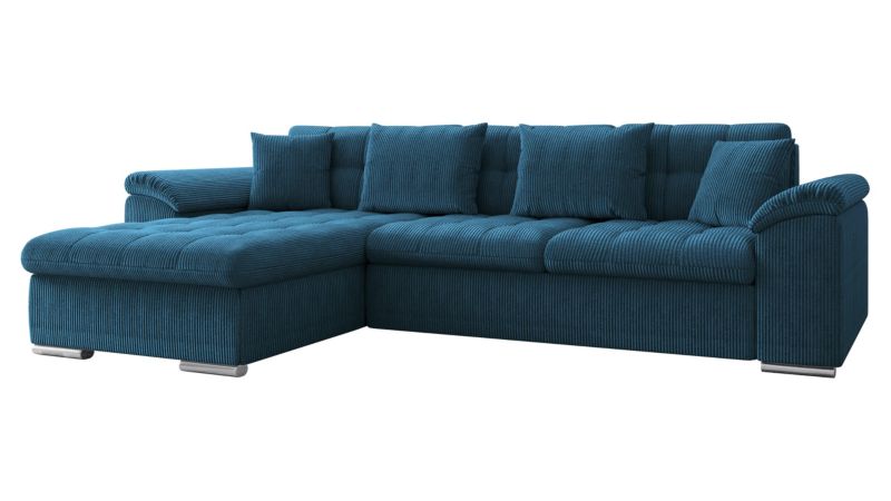 Narożnik z funkcją spania MIRJAN 24 Diana Sztruks lewy kobaltowy 1 szt.