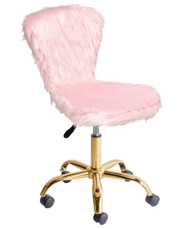 Krzesło obrotowe Obrotowy Margate Sztuczne futro Pastelowy róż 1 szt.