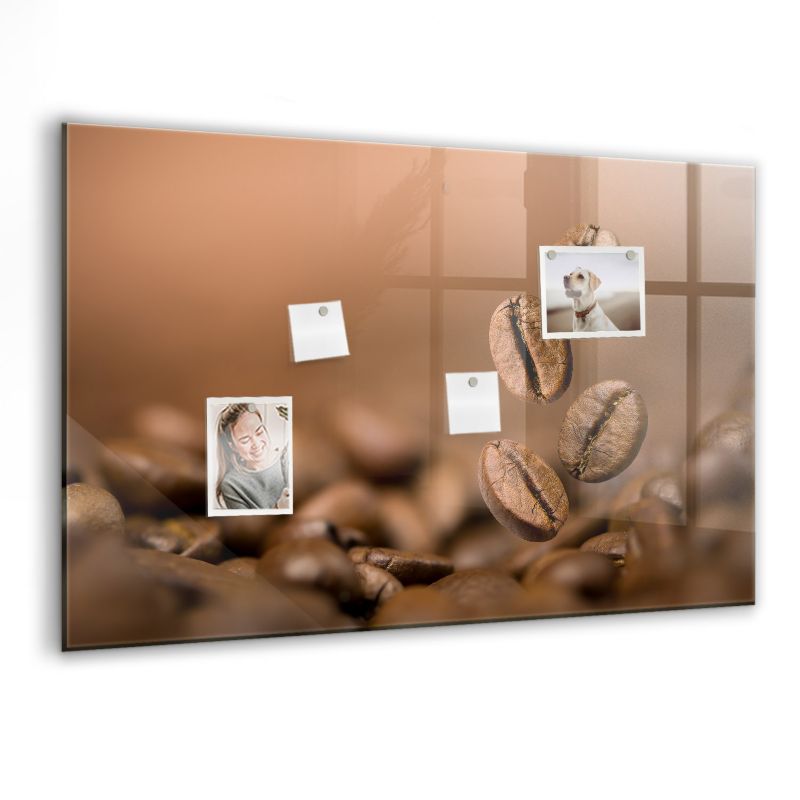Szklana tablica magnetyczna z białym markerem Wallfluent 90x60 cm Ziarna kawy 1 szt.