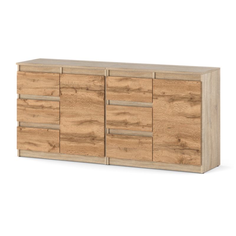 Komoda Hurtownia-Mebli Szuflady 6 Agna Mini 160cm Dąb Sonoma Dąb Wotan 160x35x75 cm 1szt.