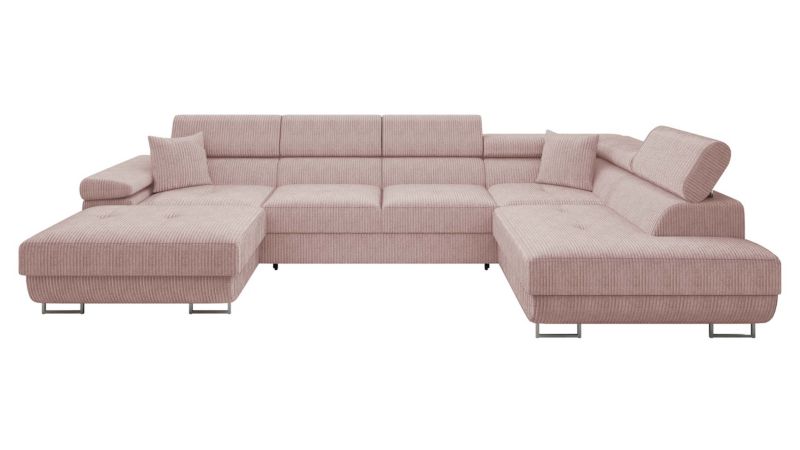 Narożnik z funkcją spania MIRJAN 24 Torezio Bis Sztruks prawy perłowy róż 1 szt.